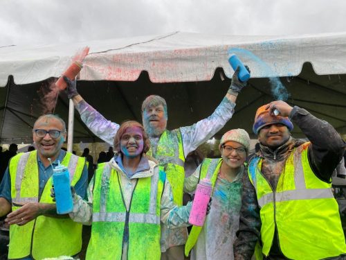 Holi color volunteers